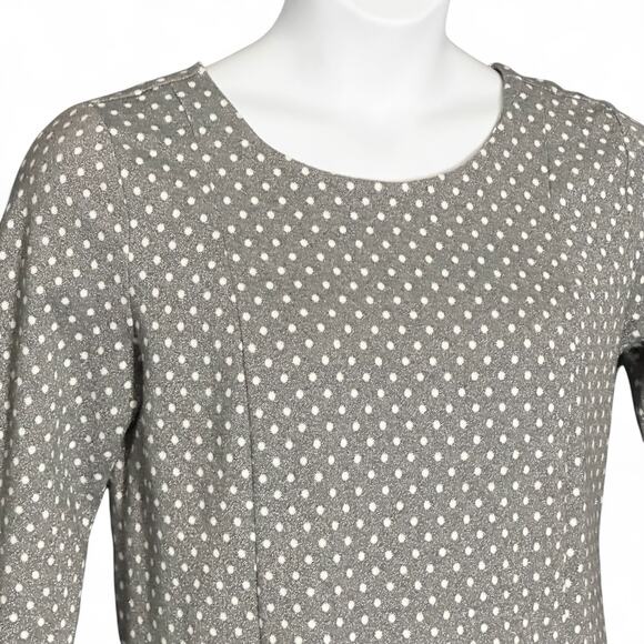 Talbots Gray Polka Dot Metallic Tunic Top Size M Pullover 3/4 Sleeve Casual Chic - Picture 5 of 10